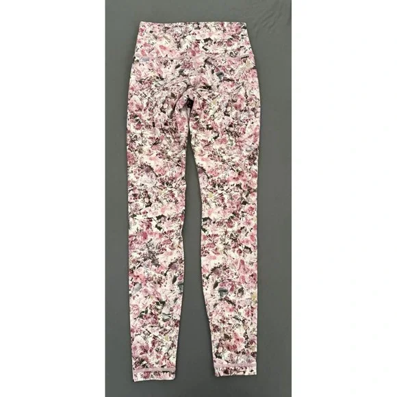 Lululemon Wonder Under Leggings Womens Size 6 Floral Pink Athletic Workout - Picture 8 of 10